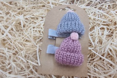 Szürke és mályva sapkás hajcsat