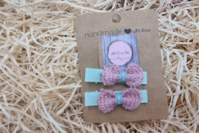 Türkíz hajcsat mályva masnival ( 2 db )