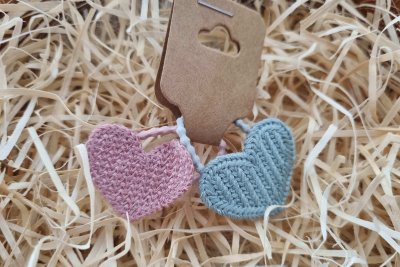 Türkíz és púder  szívecskés hajgumi