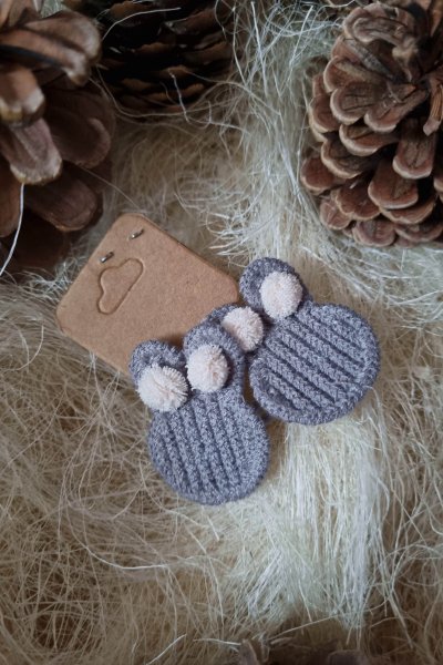 Szürke - bézs nyuszifejes hajgumi