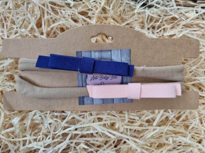 Barna hajpánt (2 db) púder és sötétkék masnival 