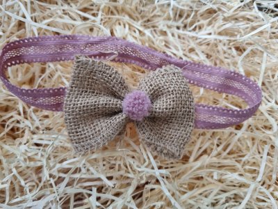 Mályva hajpánt barna masnival 